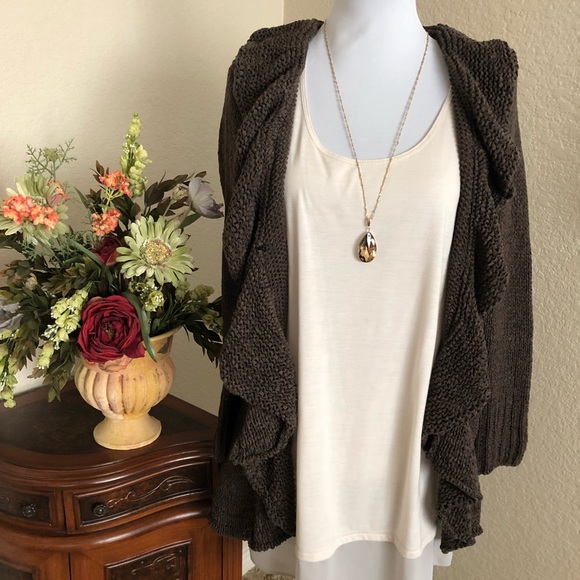 Venue Ruffle Front Ribbon Knit Cardigan Sweater - Picture 5 of 15